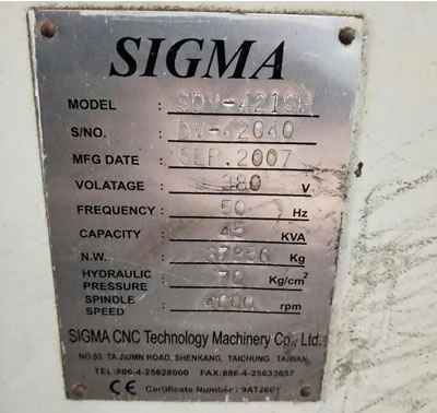 二手龍門加工中心 臺灣新穎SDV-4219H